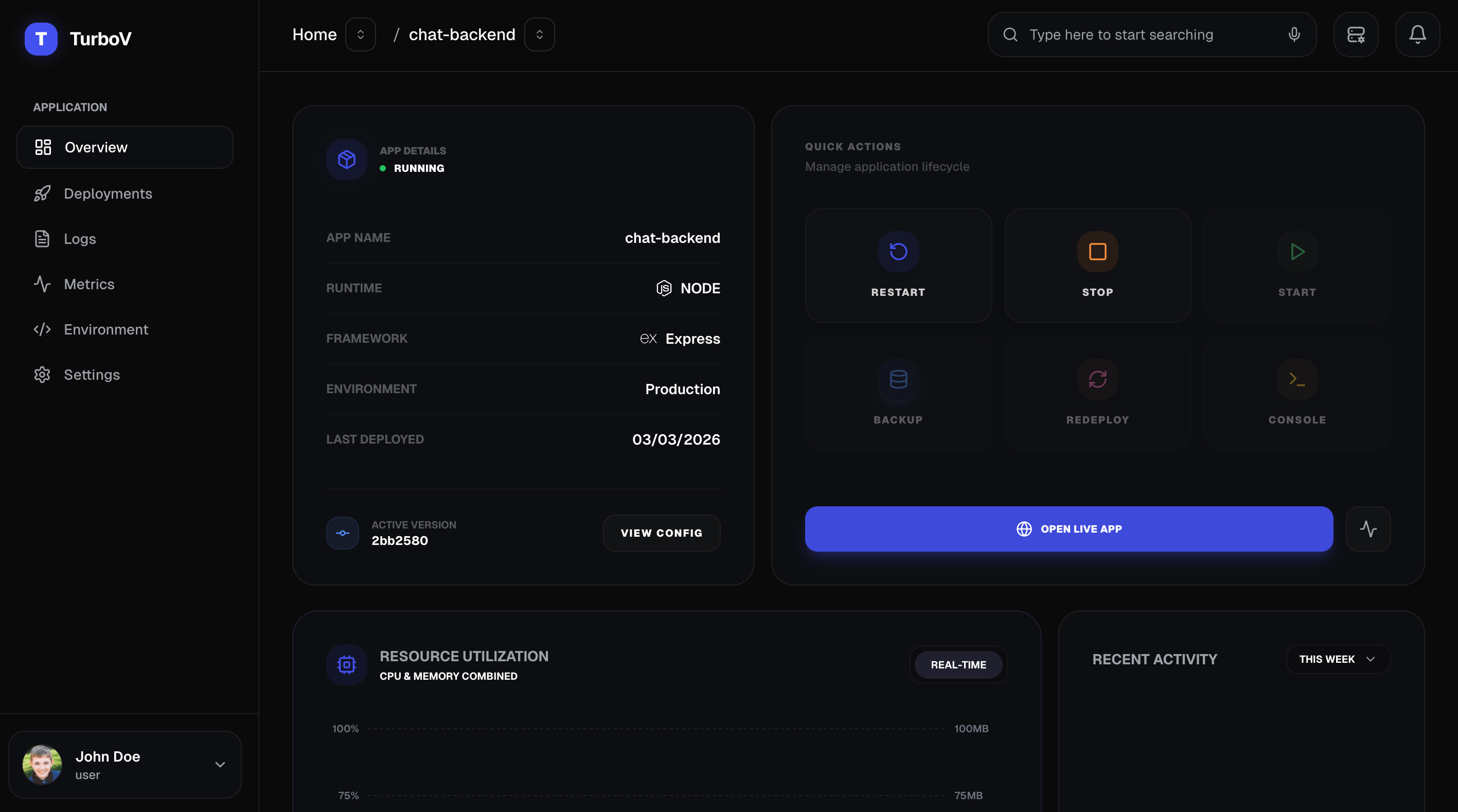 TurboV Dashboard